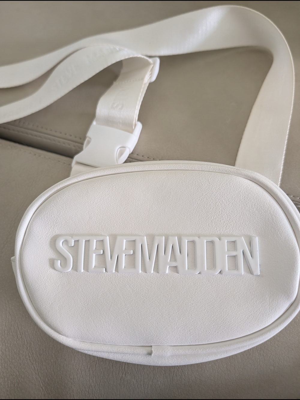 Steve Madden White Oval Crossbody Bag